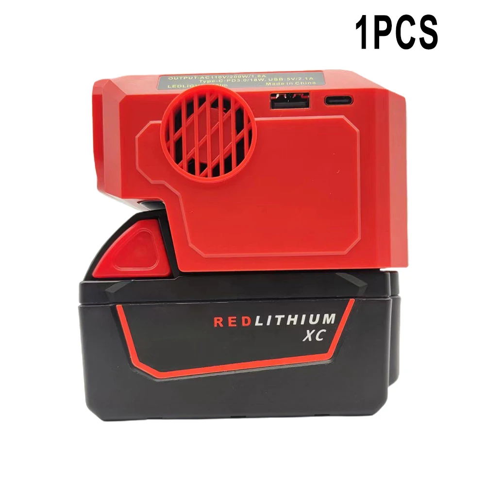 

200W Power Inverter 200 Lumens Lamp Type C For Milwaukee Battery Power Inverter DC 18V Battery To 110V AC Inverter Power Tool