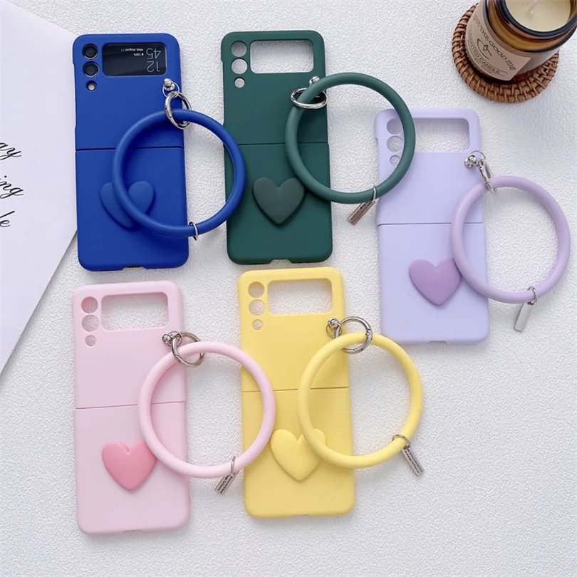 

Universal Hanging Ring Rope Mobile Phone Case For Samsung Galaxy Z Flip 4 Flip 3 Anti-lost Lanyard Big Ring Keychain Soft Cover