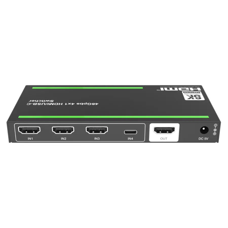 Фото 2026 8K 48 Гбит/с 4x1 HDMI/USB-C коммутатор с входом USB-C, поддержкой HDMI2.1, HDCP2.3, HDR Vision, RGB, YCbCr для PS5, HDTV, XBOX №1