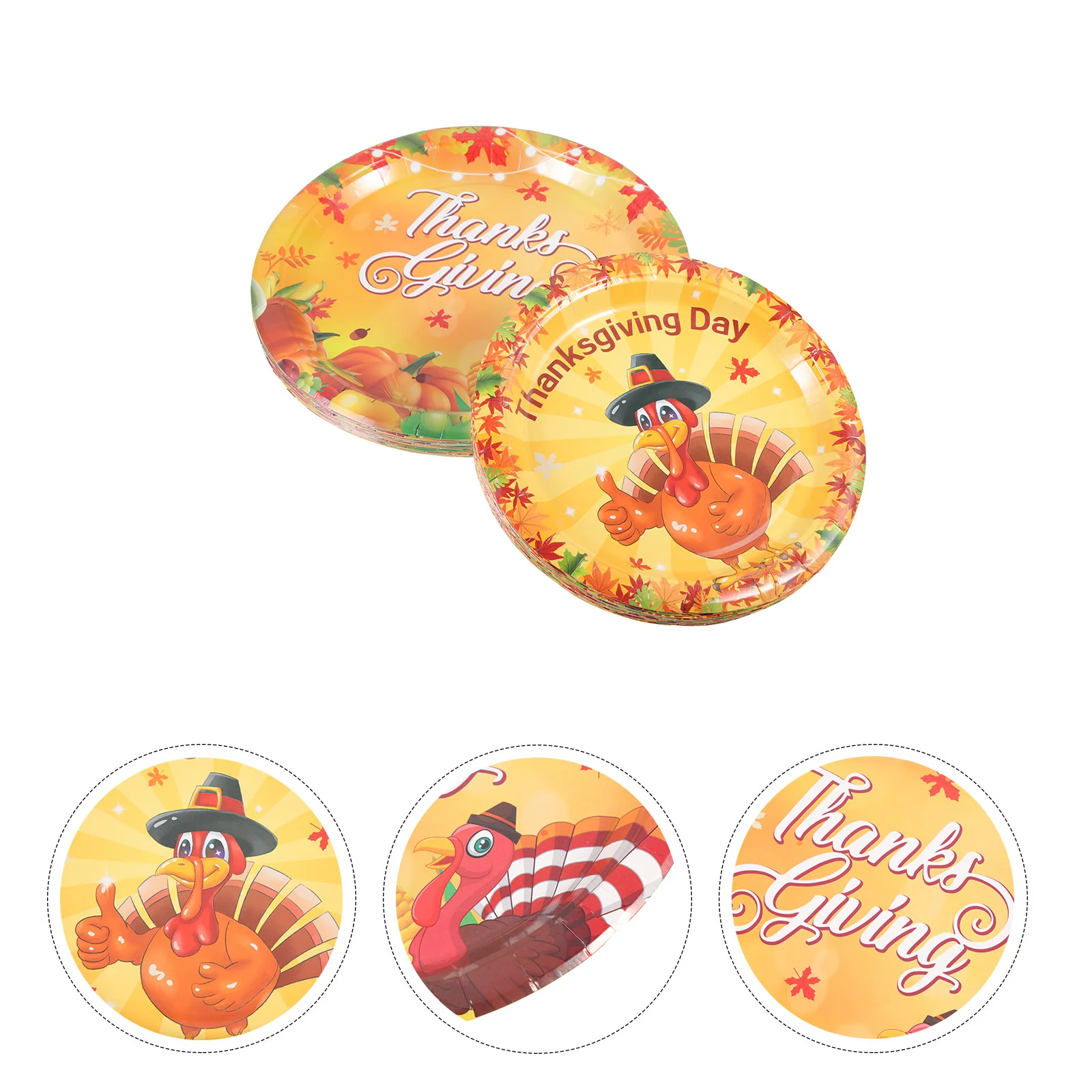 

Thanksgiving Plates Paper Turkey Fall Dinner Dishes Disposable Harvest Party Leaves Appetizer Cake Tableware Day Maple Autumn