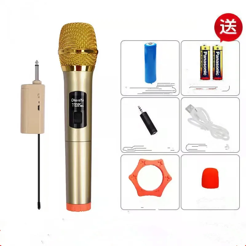 

Handheld Wireless Microphone UHF Dynamic Mic with Portable Mini Receiver Compatible with Speaker Karaoke System Home Theater