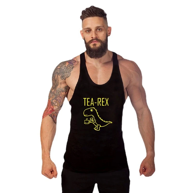 

Men's tank tank top men High Quality 100% cotton funny game dinosaur print summer sleeveless o-neck cool gym Gym t-shirt man men