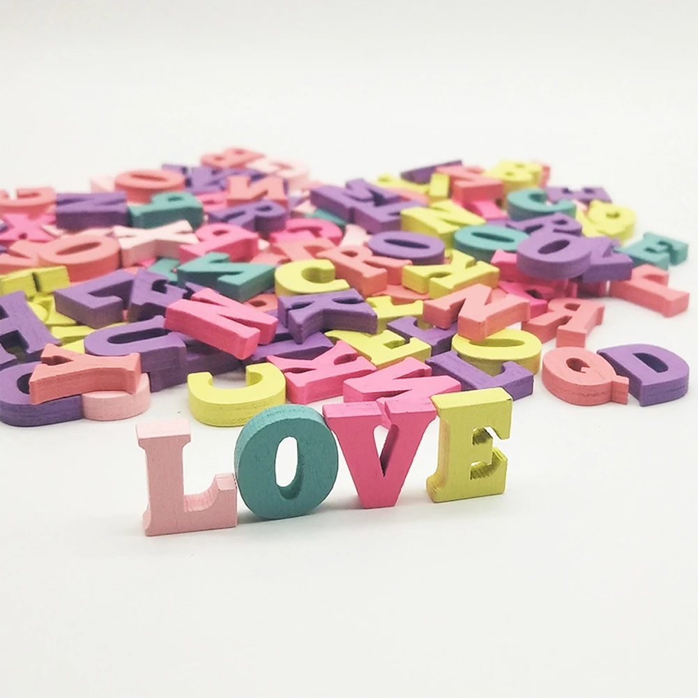 

100pcs Mixed 15mm Craft DIY Alphabet Decoration Handmade Numbers Home Gift Wooden Letters Block Multi-coloured Word Party