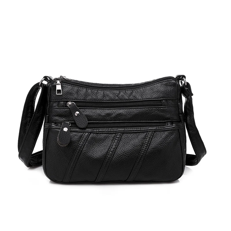 Кожаные повседневные сумки на плечо для женщин Многослойная Сумочка через