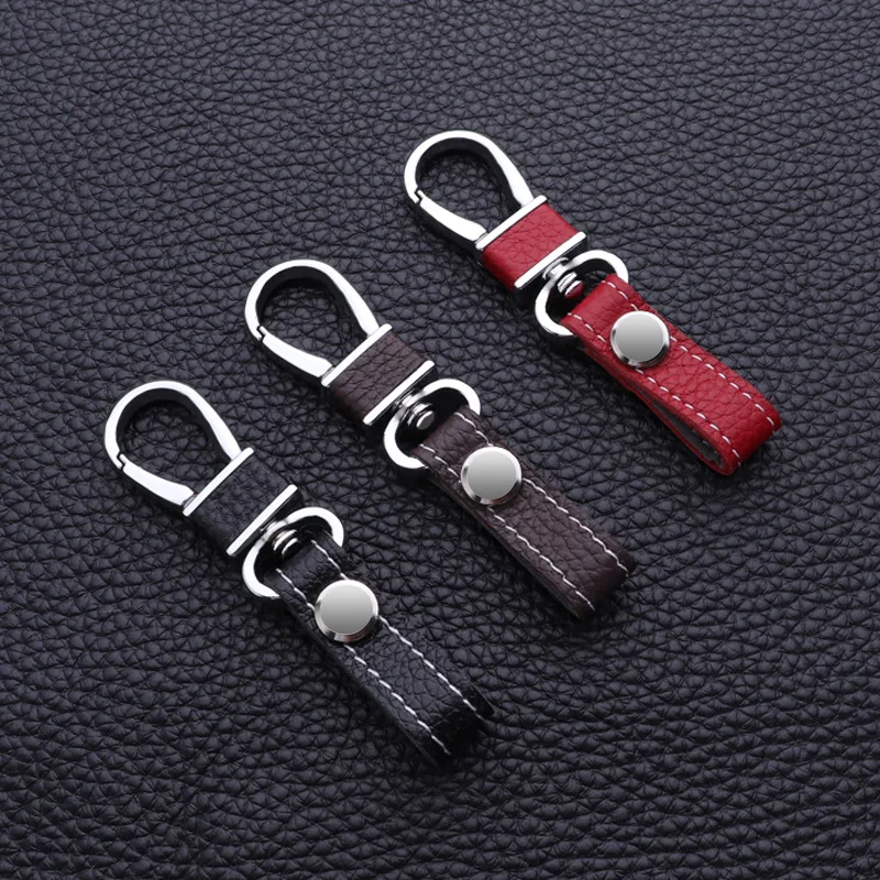 

Vintage Men Detachable Leather Keychain Auto Key Rope Holder Waist Pendant Classic Red Black Keyfob Unisex Jewelry Gift