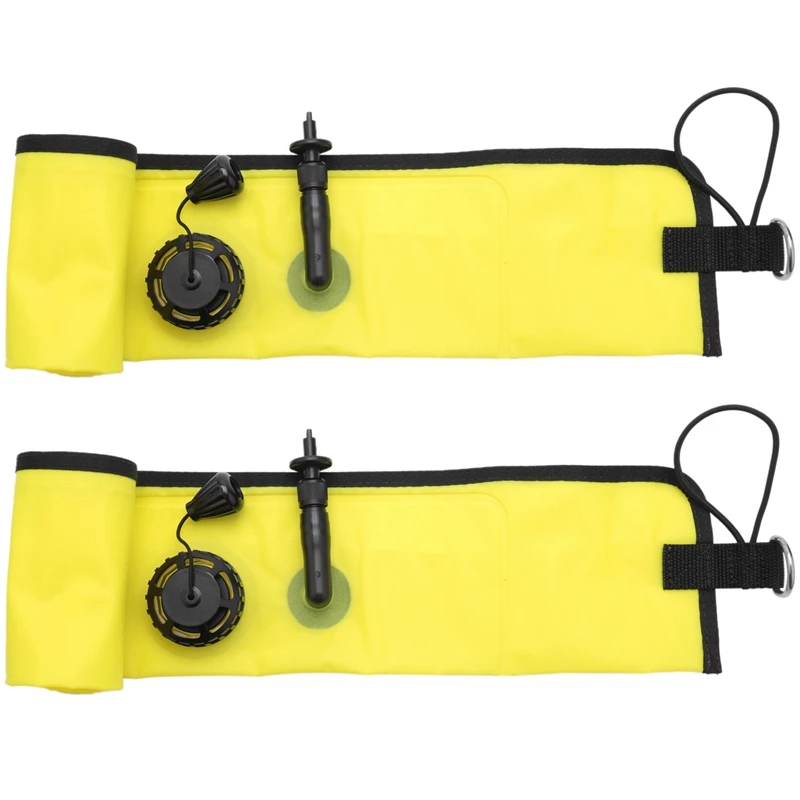 

NEW-2X 1M Scuba Diving Inflatable SMB Surface Signal Marker Buoy Visibility Float Signal Tube Sausage,Yellow