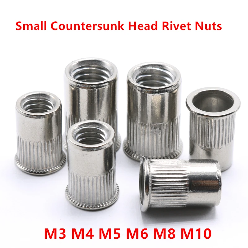 

10-20Pcs M3 M4 M5 M6 M8 M10 304 Stainless Steel Rivnut Small Countersunk Head Riveted Nuts Insert Nutsert Cap Rivet Nut