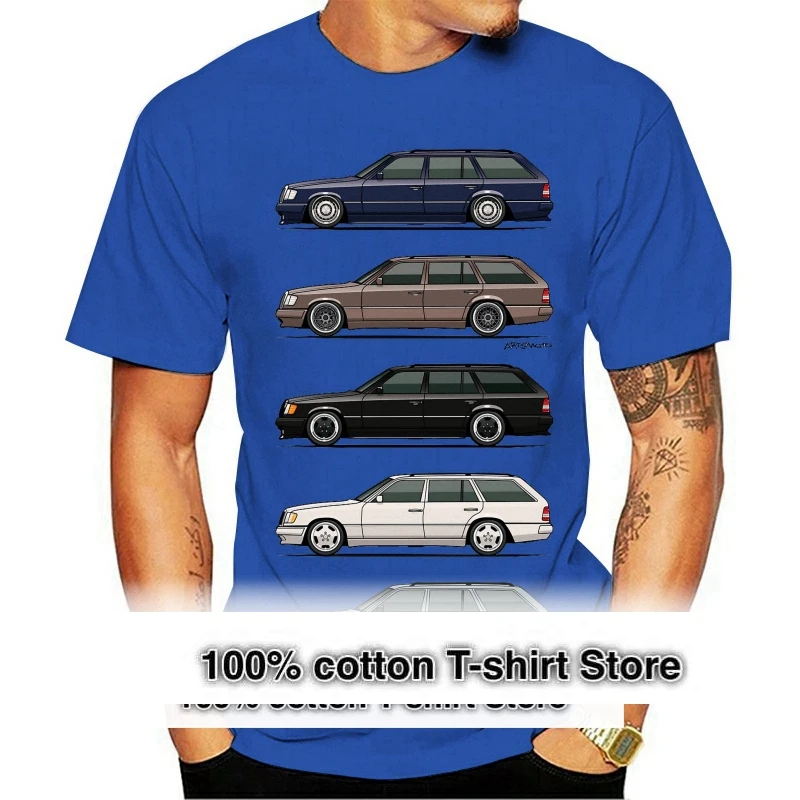 

Funny Stack of W124 E Class Men T Shirts Round Collar Tops Short Sleeve O neck Cotton Clothes Youth Car styling T shirt