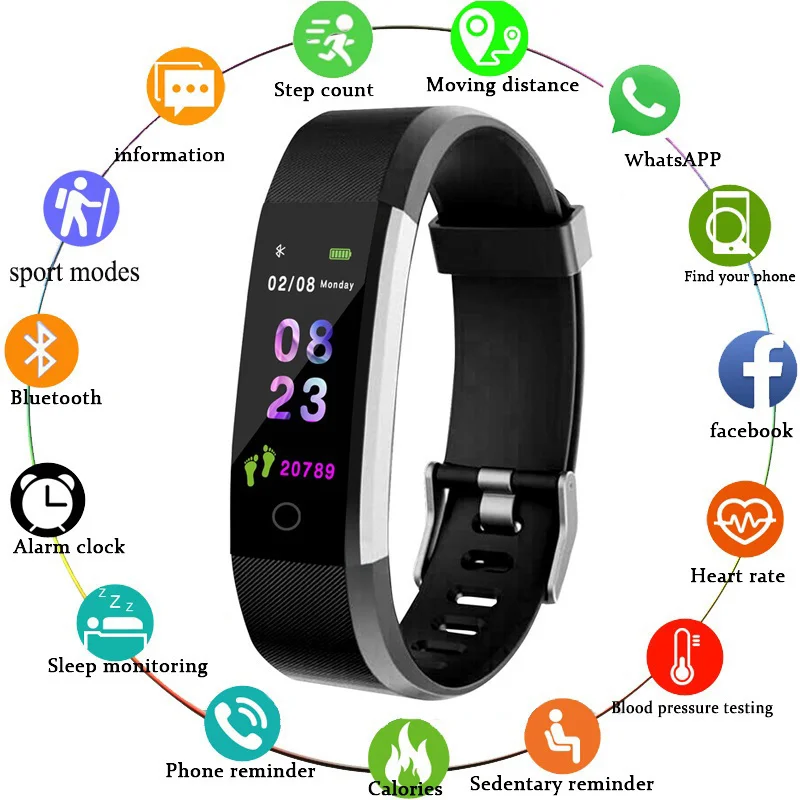 

115 Plus Waterproof Smartwatch Sport Smart Bracelet Pulsemeter Blood Pressure Monitor Watch For Fitness For Android And IOS Sale