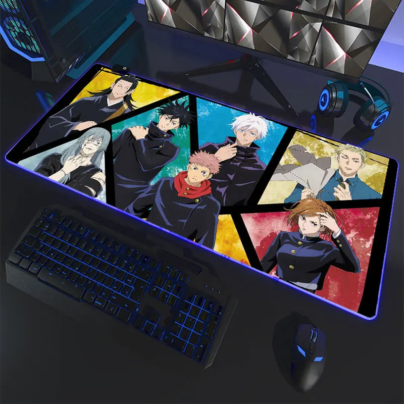 

Коврик для мыши с рисунком аниме juютсу Kaisen RGB, коврик для мыши Gojou Satoru Megumi Sukuna Yuta, коврик для мыши для компьютера, ноутбука, геймера, аксессуары, Настольный коврик XXL