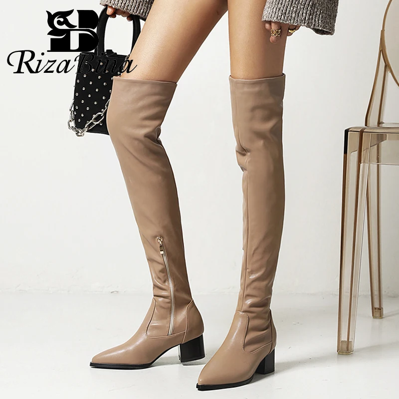 

RIZABINA Plus Size 34-47 Women Long Boots Pointed Toe Winter Over Knee Boots Woman Fashion Ins Trendy Shoes Ladies Footwear