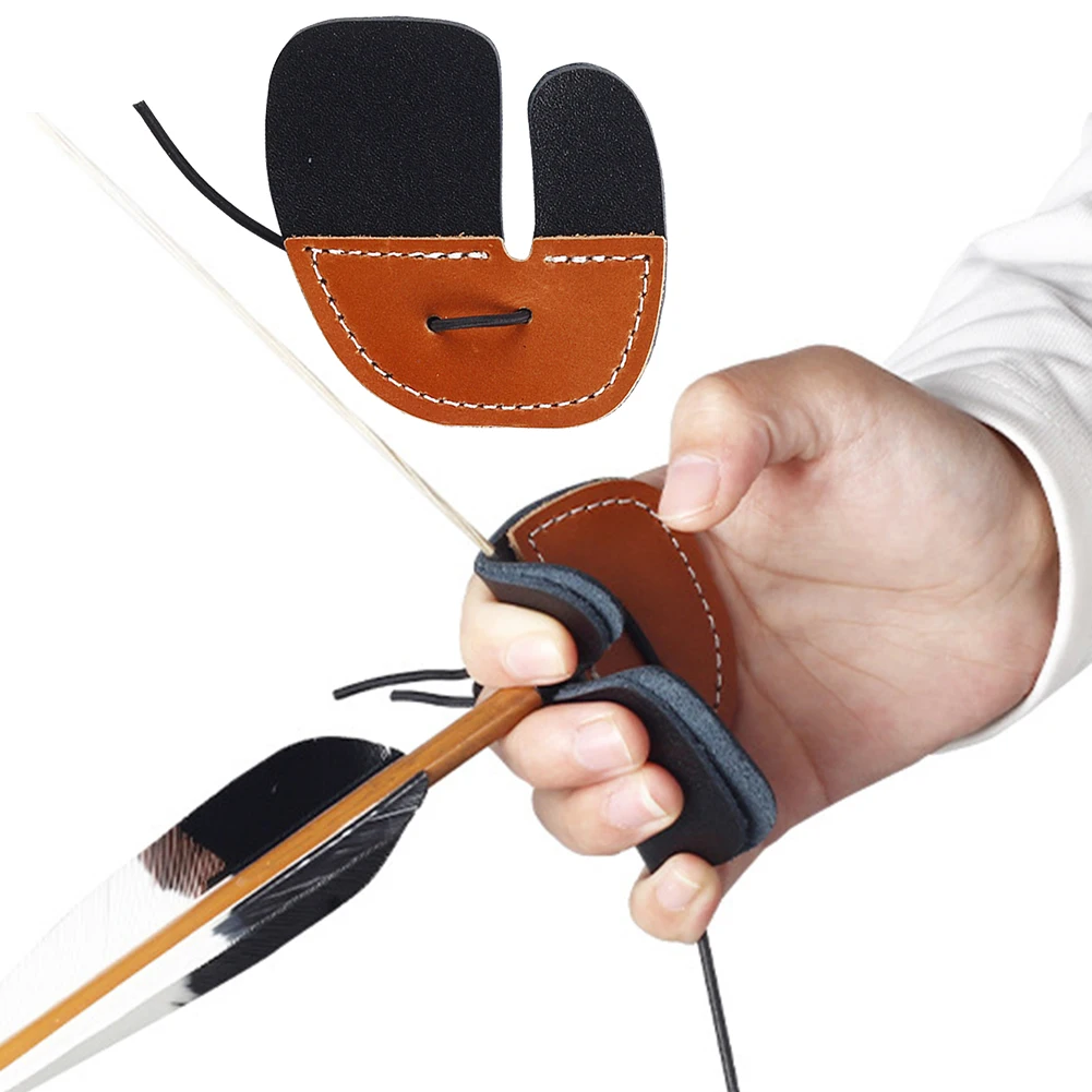 

High Quality Finger Guard Archery Long-term Wearing Reduce Pain 7.5*7cm Brown Leather Material Better Experience
