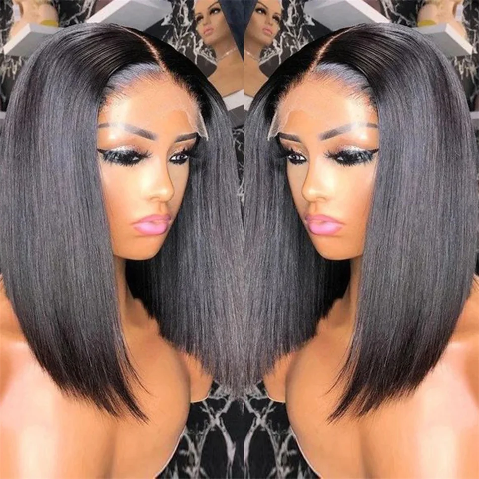 Парик из 100% человеческих волос на сетке для женщин спереди 8-16 дюймов 180%