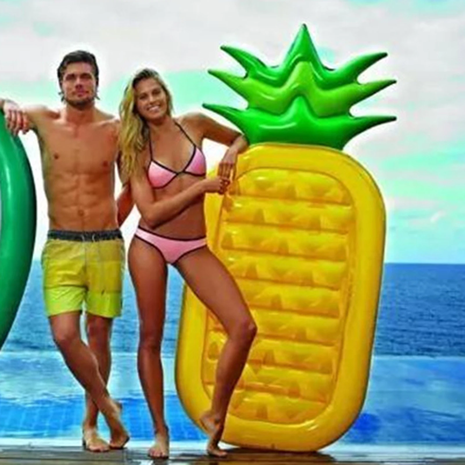 

Inflatable Giant Pool Float Mattress Toys Pineapple Beach Swimming Ring Fruit Floatie Air Mattress For Summer Pool Party Toy