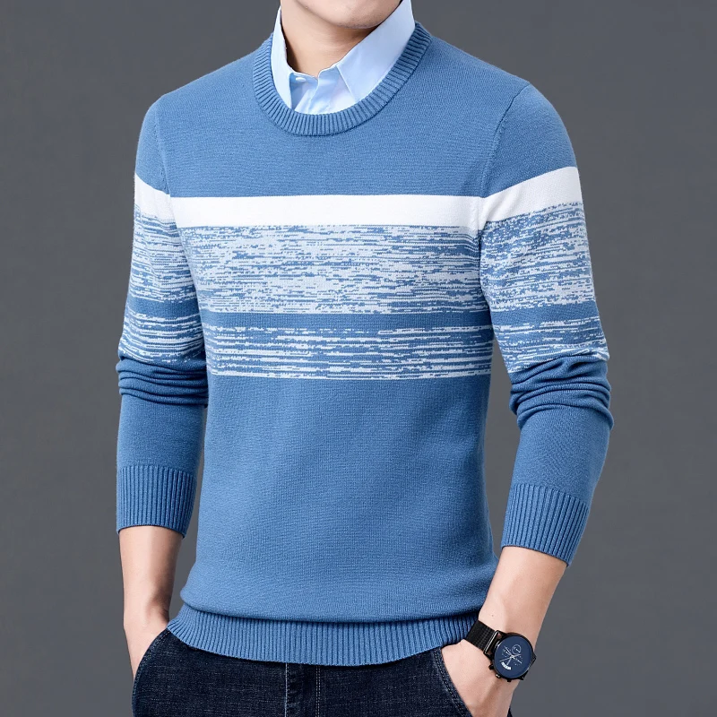 Men 2022 Autumn Winter Casual Brand New Warm Sweater Pullovers Turn Down Shirt Collar Men Knit Pattern Outfits Sweater Coat Men