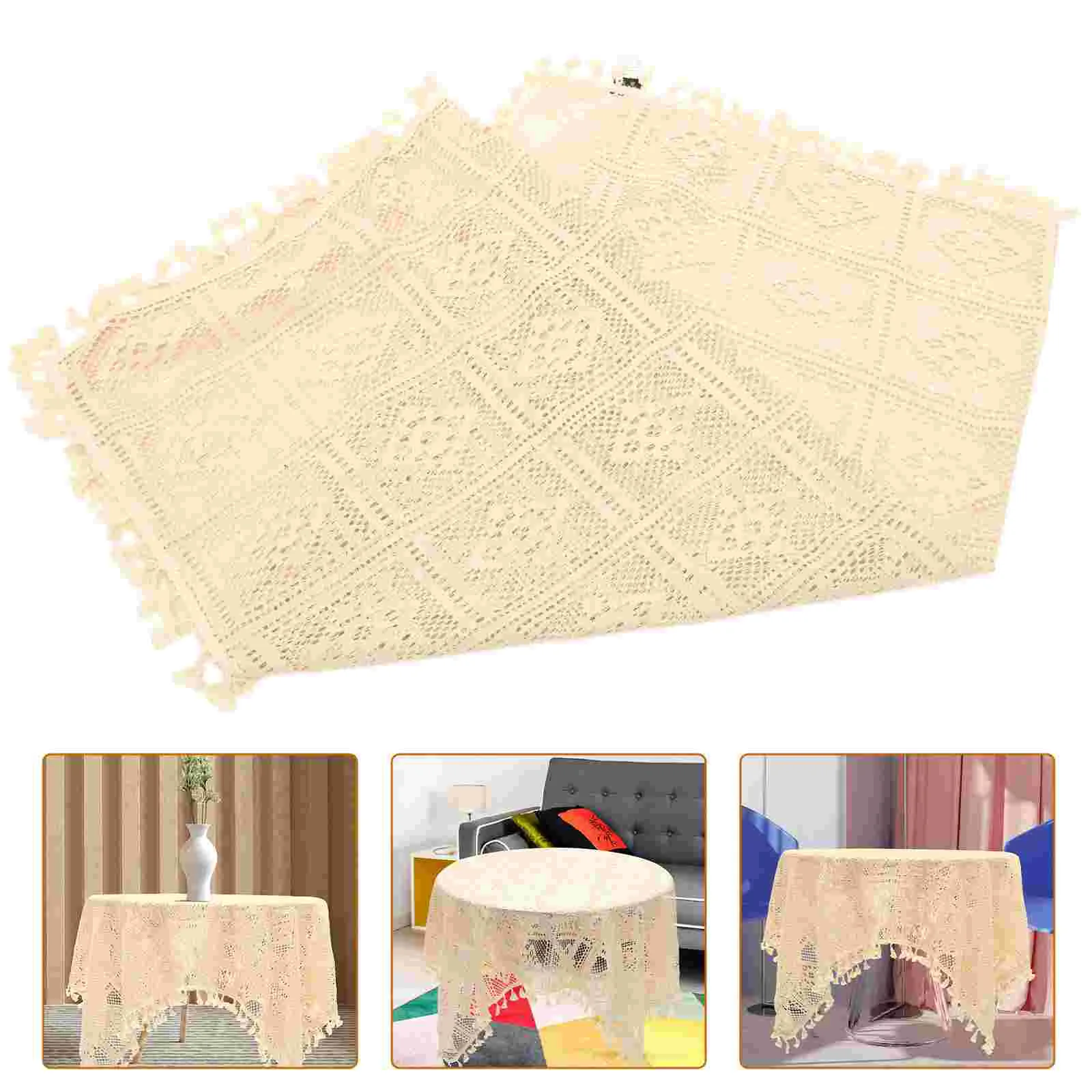 

Tassel Tablecloth Vintage Hollow-out Tablecloth for Party Banquet Table Decor