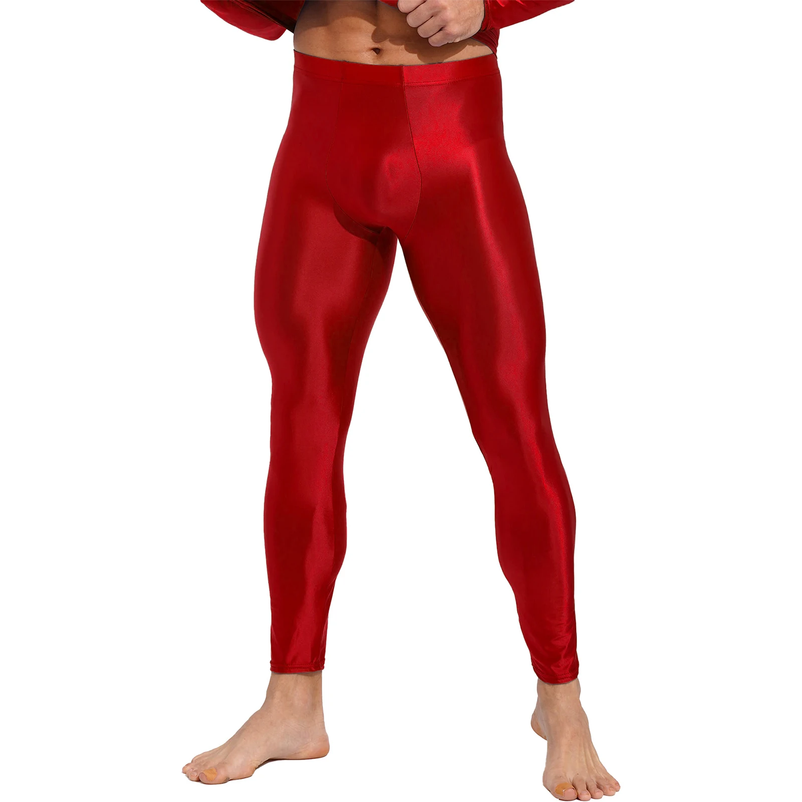 Мужские Блестящие масляные колготки бриджи нижнее белье однотонные леггинсы для