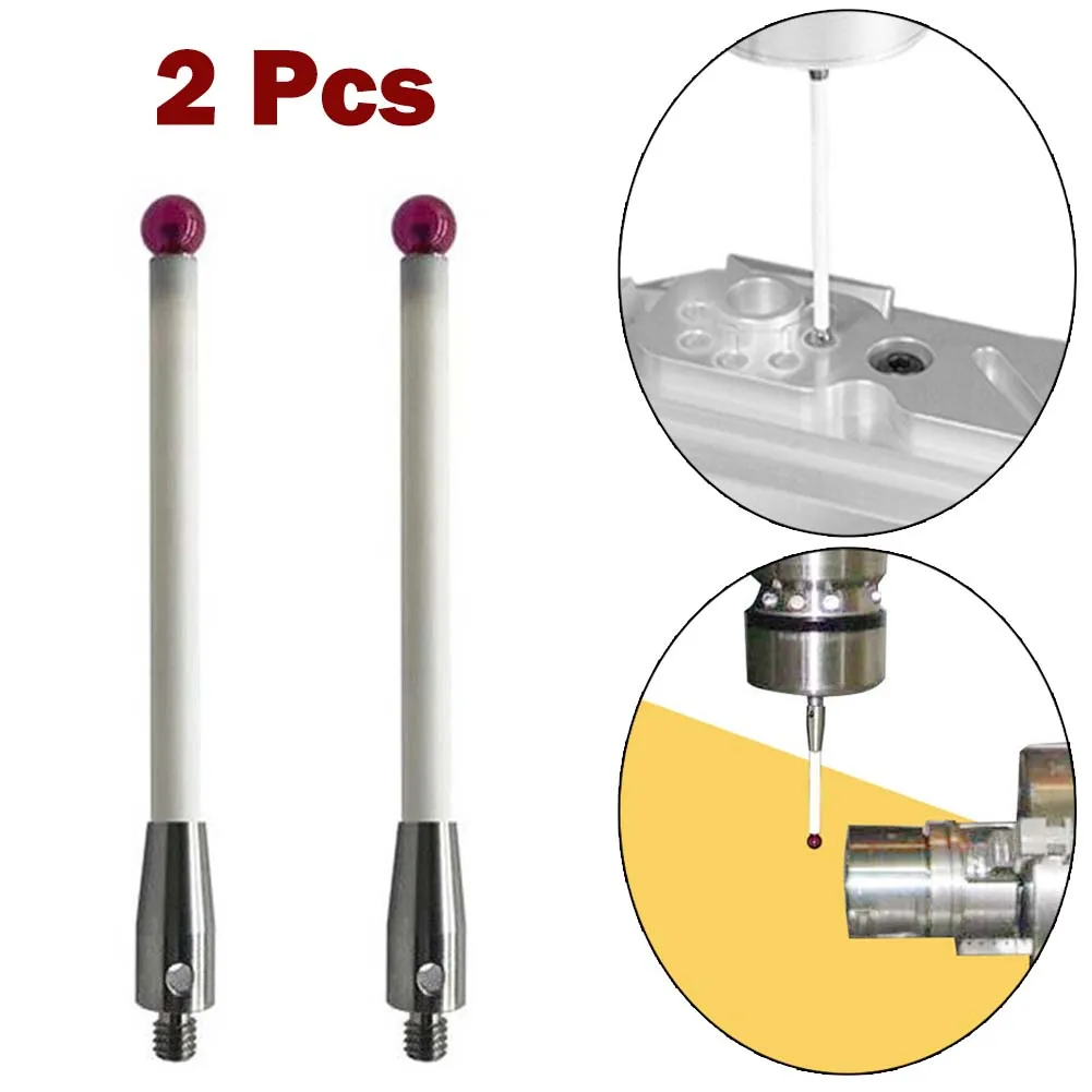 

2Pcs Renishaw A-5000-3712 CMM Probe Stylus 100mm Length Ceramic Stem-6mm Ball Tip Touch Probe M4 Threaded Handle Touch Probe