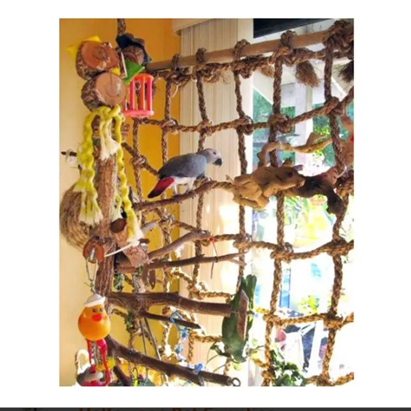Parrot Bird Cage Toy Game Hanging Rope Climbing Net Swing Ladder Parakeet Budgie Macaw Play Gym Toys Pet Supplies |
