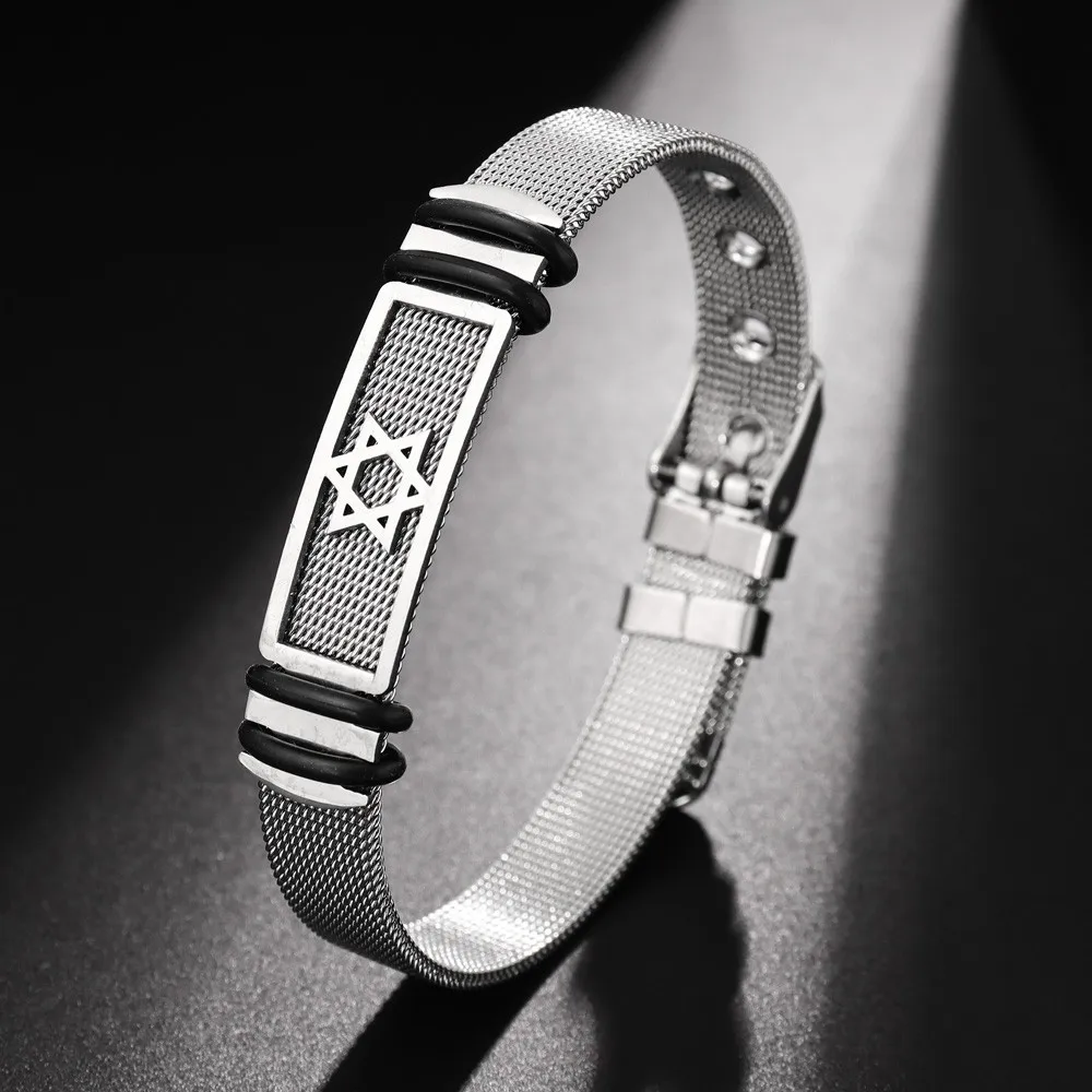 Новый простой металлический браслет из нержавеющей стали с шестиконечными
