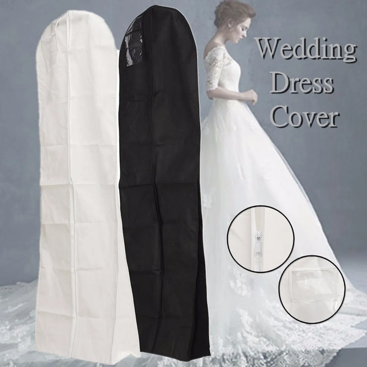 

Large Garment Suits Jacket Clothes Coat Dustproof Cover Protector Wedding Dress Hanging Clothes Waterproof Storage Bags Zipper