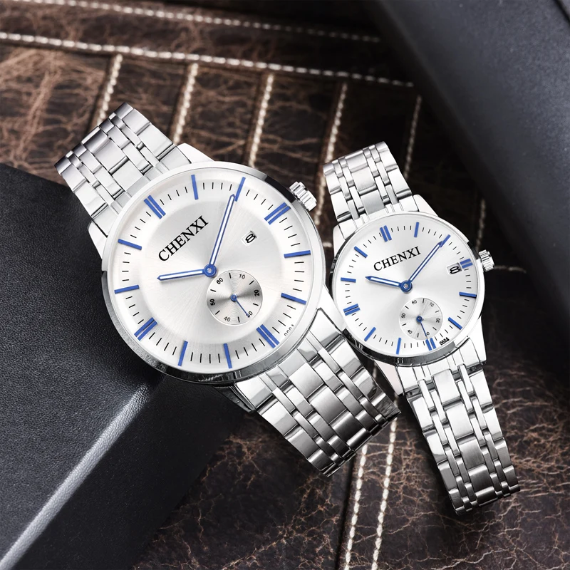 Hot Sales Couple Watches Pair Men And Women Fashion Casual Silver Stainless Steel Waterproof Quartz Female Male Clock Gift 2022