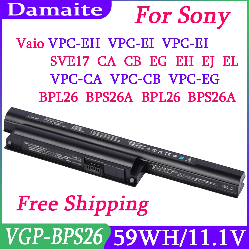BPS26 Аккумулятор для ноутбука Sony Vaio VGP-BPS26 VGP-BPL26 VGP-BPS26A VPC-CA VPC-CB VPC-EG VPC-EH SVE14A SVE15 SVE17