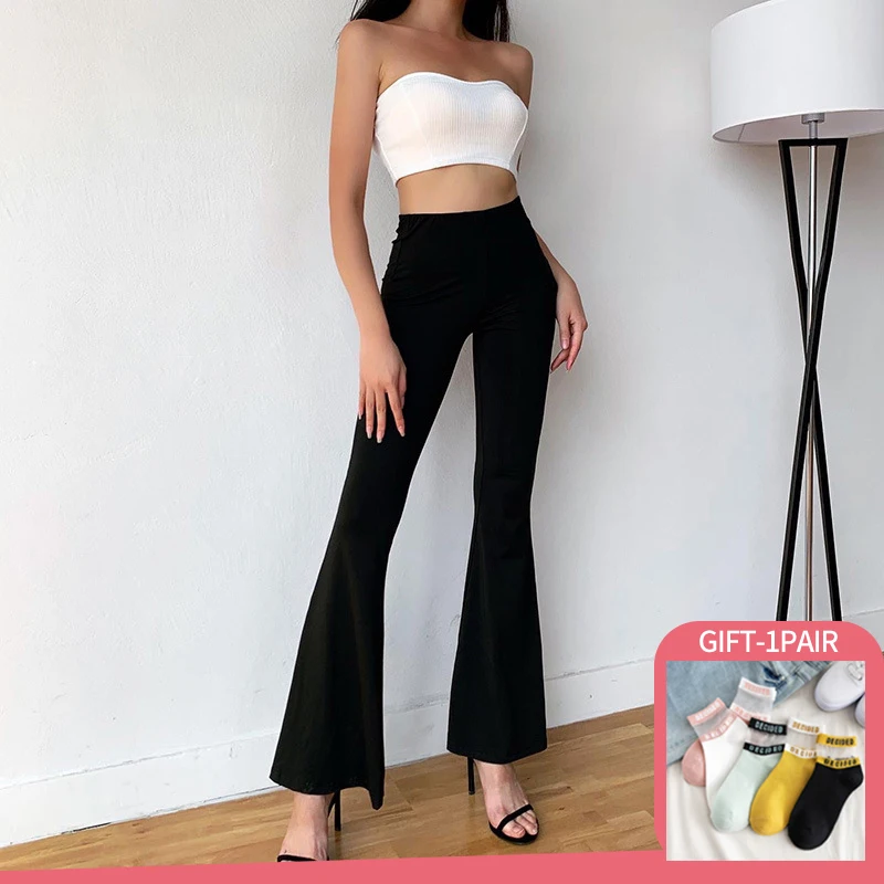 

Y2k Summer Autumn Streetwear Streetwear High Waist Black Vintage Skinny Pants Fashion Sexy Slim Flare Pants for Women Trousers
