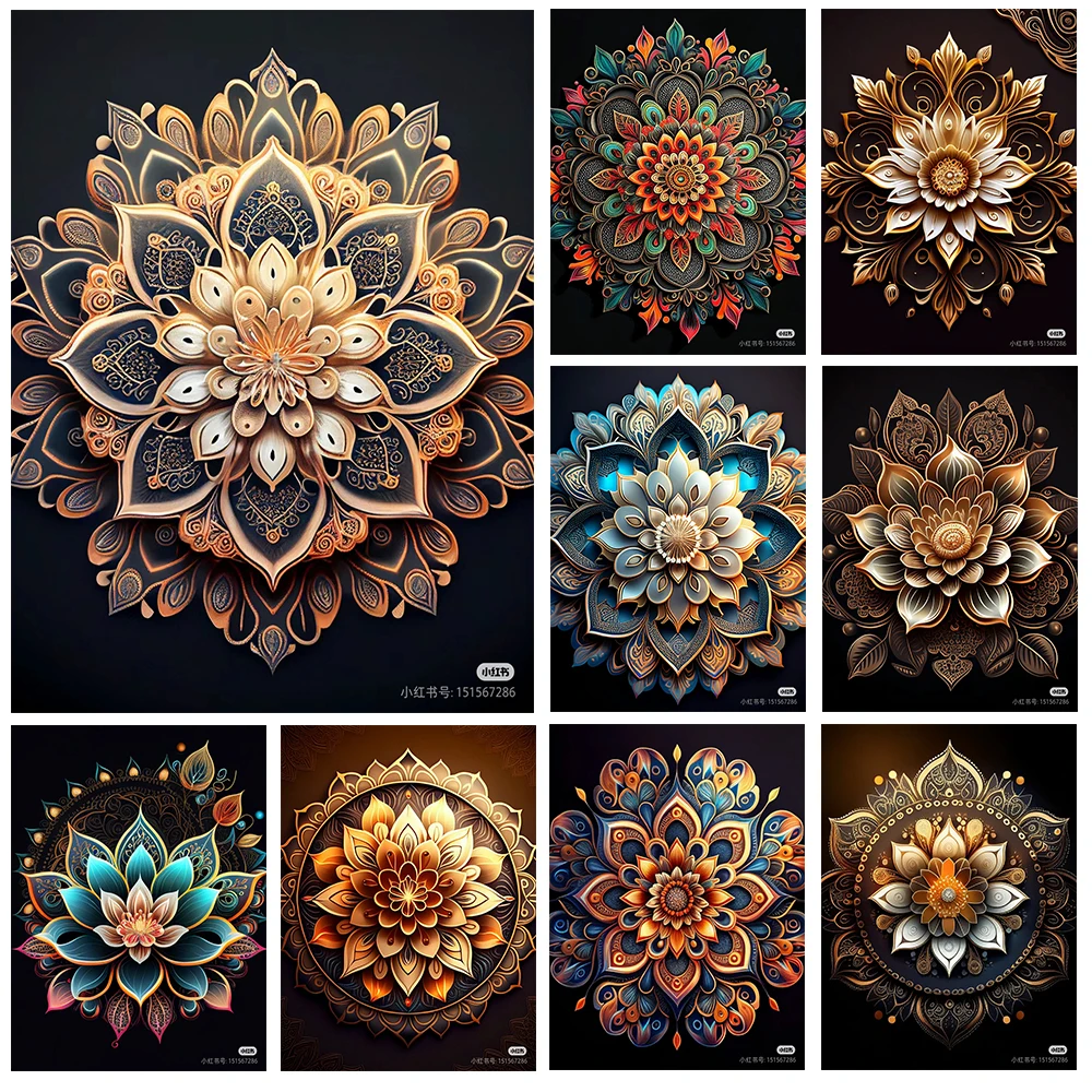 Набор 5d Алмазной Живописи С Мандалой И Цветочным Дизайном В Стиле Мультфильма/remen