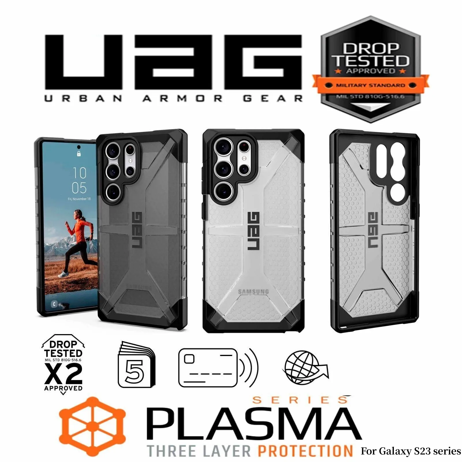 

Original UAG Plasma Case For Samsung Galaxy S23/S23+/23 Plus/S23 Ultra Protective Cover Rugged Shockproof