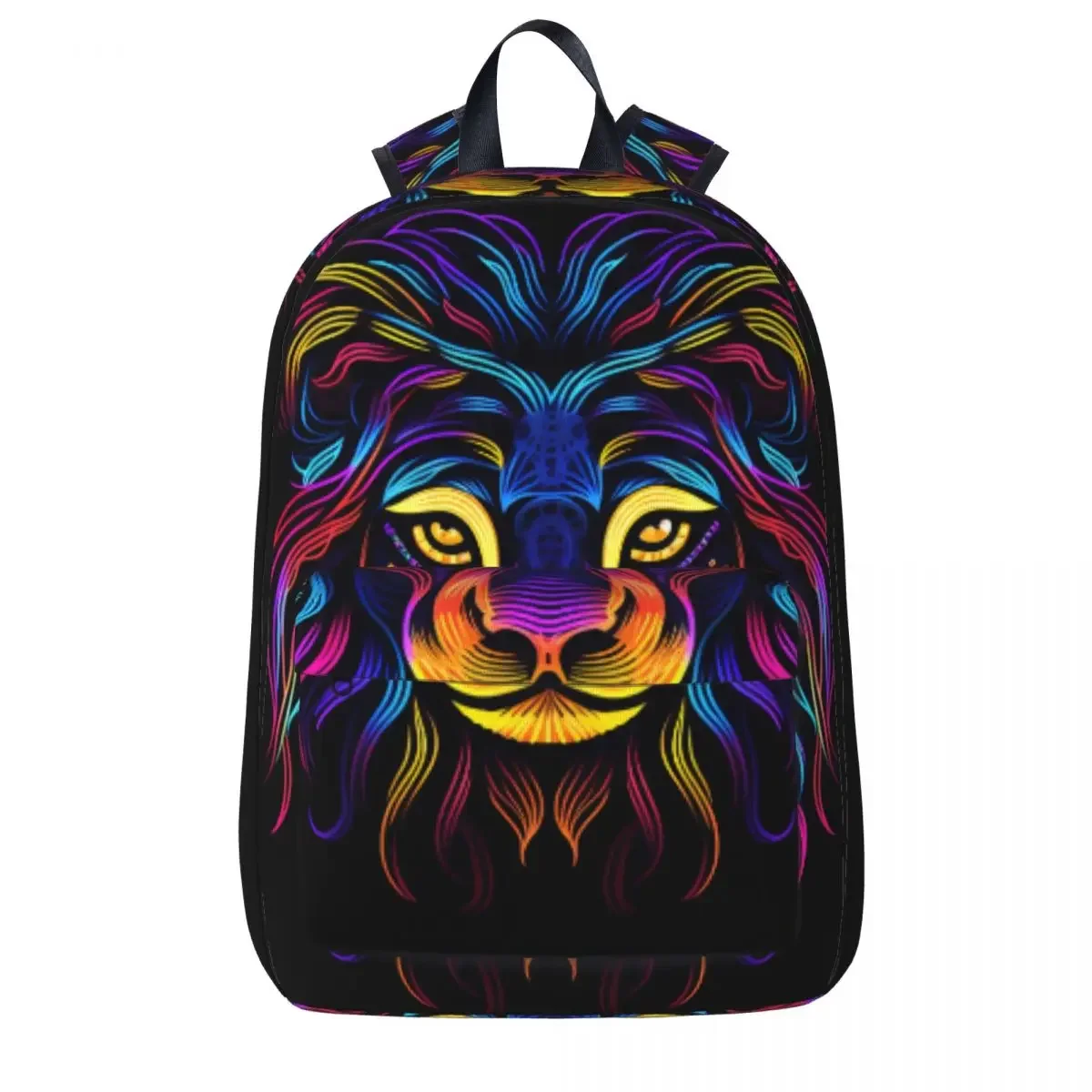 

Lion Backpack Line Art Neon Modern Backpacks Student College Print School Bags High Quality Rucksack