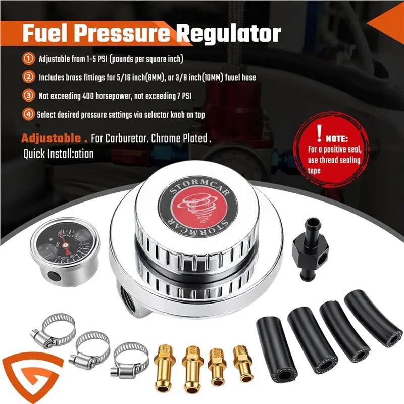 Фото Манометр давления топлива ABKU 1-5 PSI, универсальный регулятор давления топлива, комплект топливного насоса для карбюратора с манометром 0-15 PSI №4