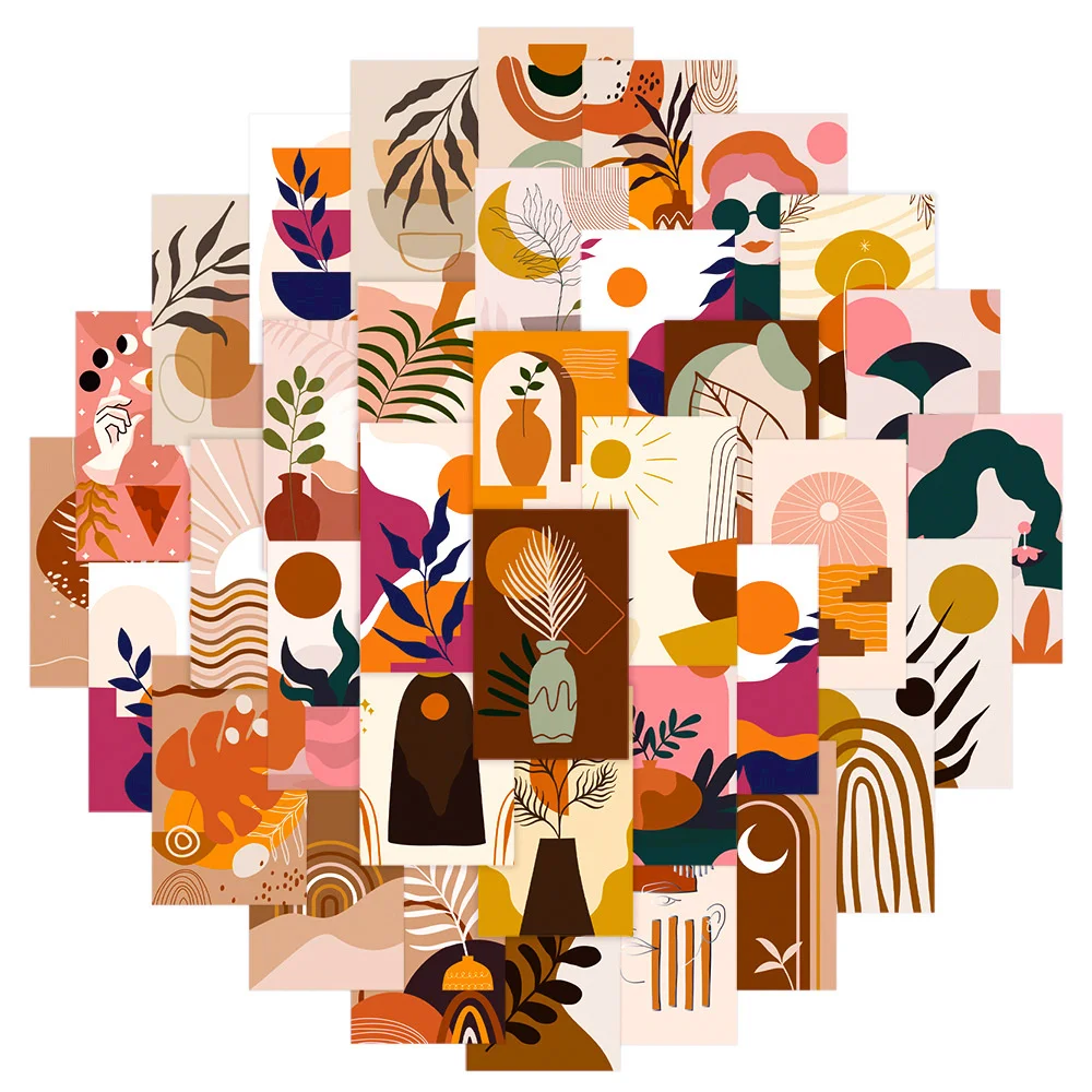 

10/30/50PCS INS Fahion Art Pop Style Bohemian Aesthetic Stickers Scrapbook Phone Laptop Car Graffiti Sticker for Girls Kids