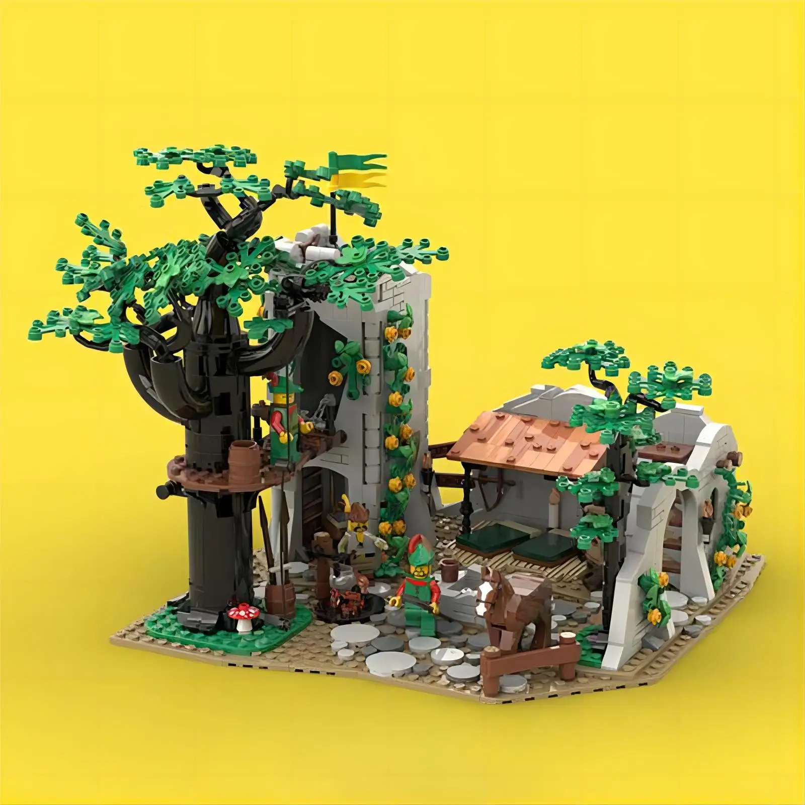 Игрушка MOC Forest Scene Series Sentinel Мужская тренировочный лагерь уличная сцена модель
