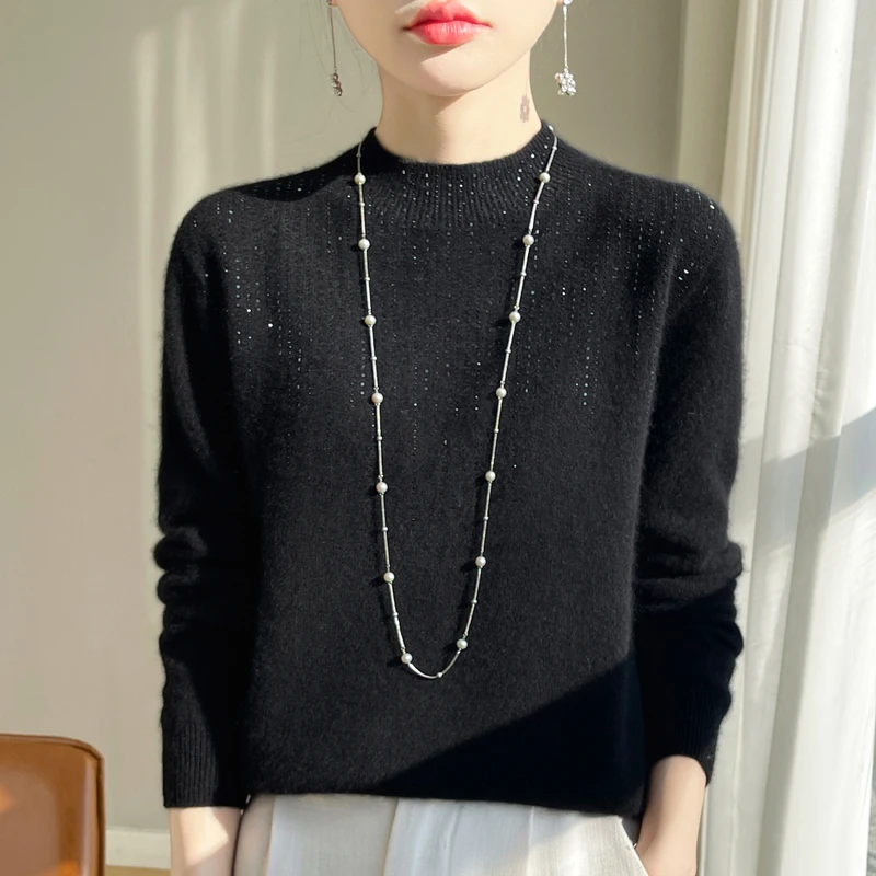 Осень-зима женский свитер водолазка с воротником-стойкой длинным рукавом и