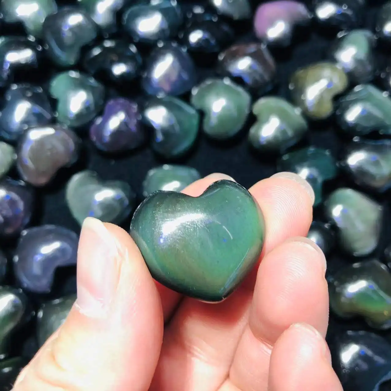 

Rainbow Oobsidian Quartz Natural Crystal Polished Stone Heart 25MM