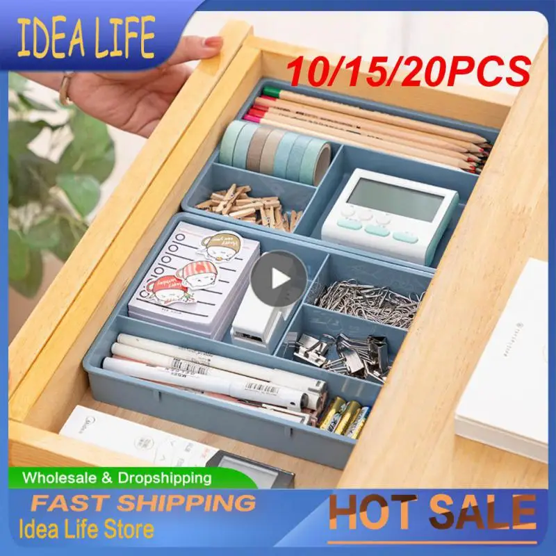 

Desk Drawer Organizer Stackable Multi-cell Desktop Storage Bin Tray Multi-Purpose Divider Container For Household Office Home