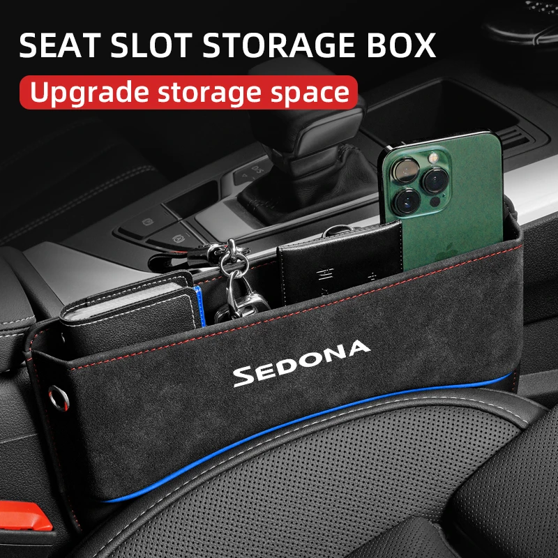 

Multifunction Seat Crevice Storage Box For Kia Sedona auto Car Seat Gap Organizer Seat Side Bag Reserved Charging Cable Hole