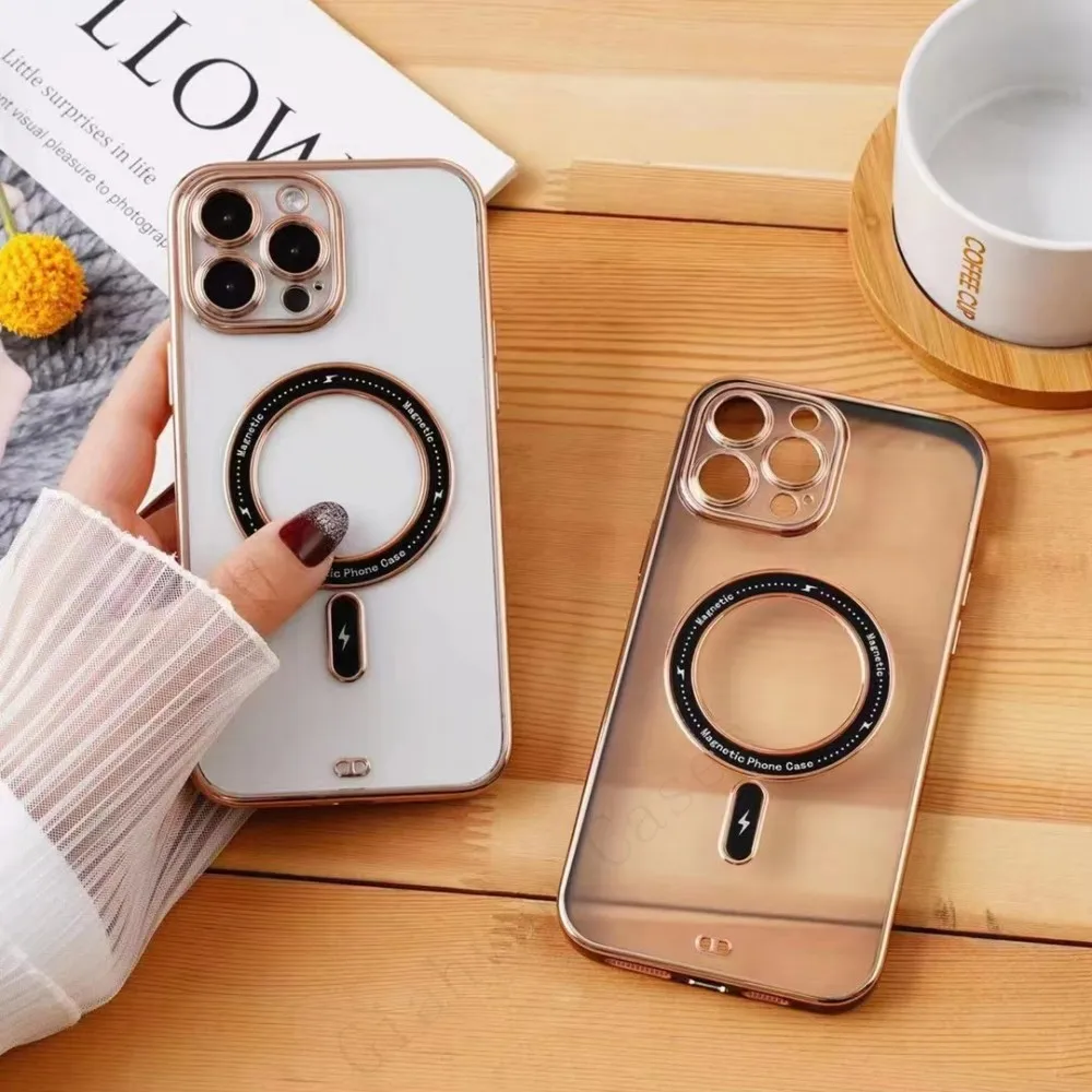 

Fashion Double Gilt Plating Frosted Magnetic Phone Case For iPhone 14 13 12 11 Pro MAX Plus + Back Cover