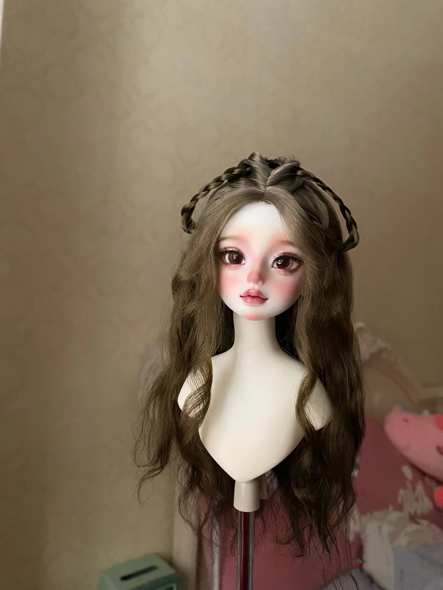 Парик для шарнирной куклы 1/4 1/6 1/3 волосы парик из темно-коричневого мохера