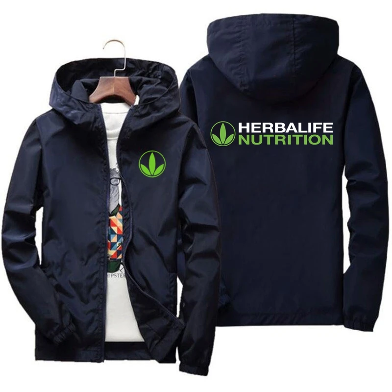 

2023 new windbreaker casual fit handsome HERBALIFE NUTRITION sports hoodie spring and autumn windbreaker men's coat