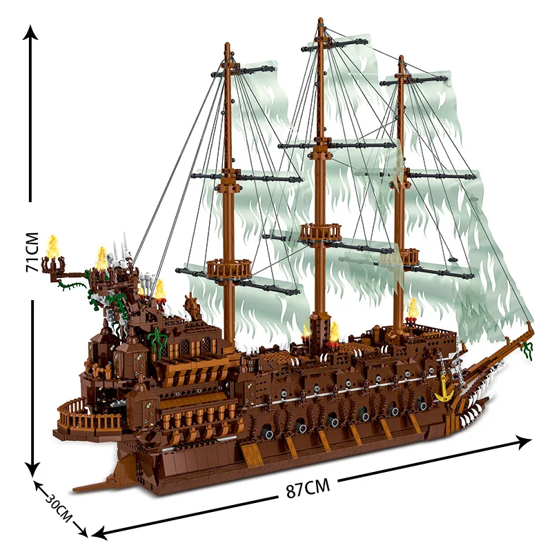 Совместим с Lego Ideas MOC: пиратский корабль MOC Летающий голландец большой парусный