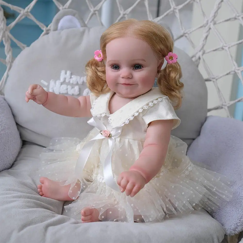 

50cm Full Body Silicone Maddie Girl Toddler Princess Hand With Painted Blonde Rooted Hair 100% A2d4