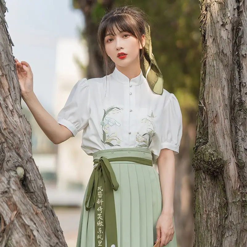 

2023 Sanrio Cinnamoroll Улучшенная рубашка ханьфу плиссированная юбка китайские элементы драпировка Аниме Фигурка вышивка Модная девушка