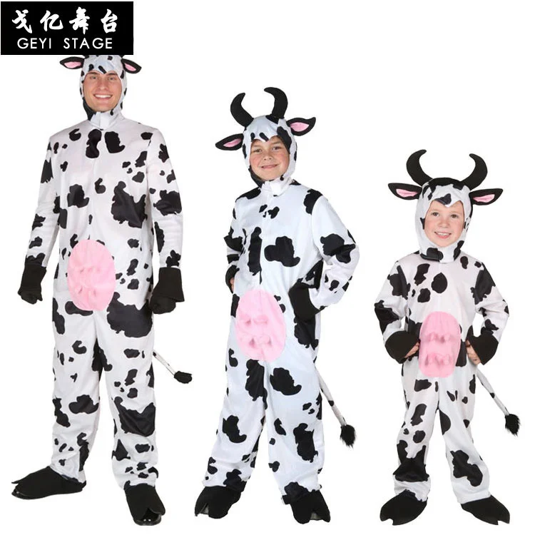 

Взрослые дети Корова косплей костюмы Новое поступление смешной корова комбинезон для карнавала фотография Милая корова Пижама маскарадное платье 5XL