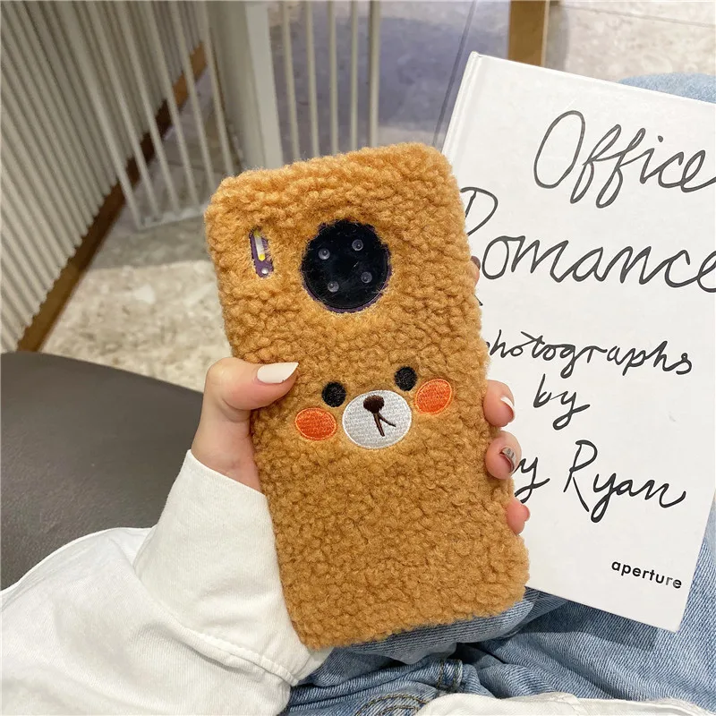 For Xiaomi Redmi Note 9S 8T 9 Pro 8 7 6 5 4 9A 9C 8A 7A 6A 5A Mi 11 Lite 12X Cute Face Blush Fluffy Plush Soft Phone Case Coque