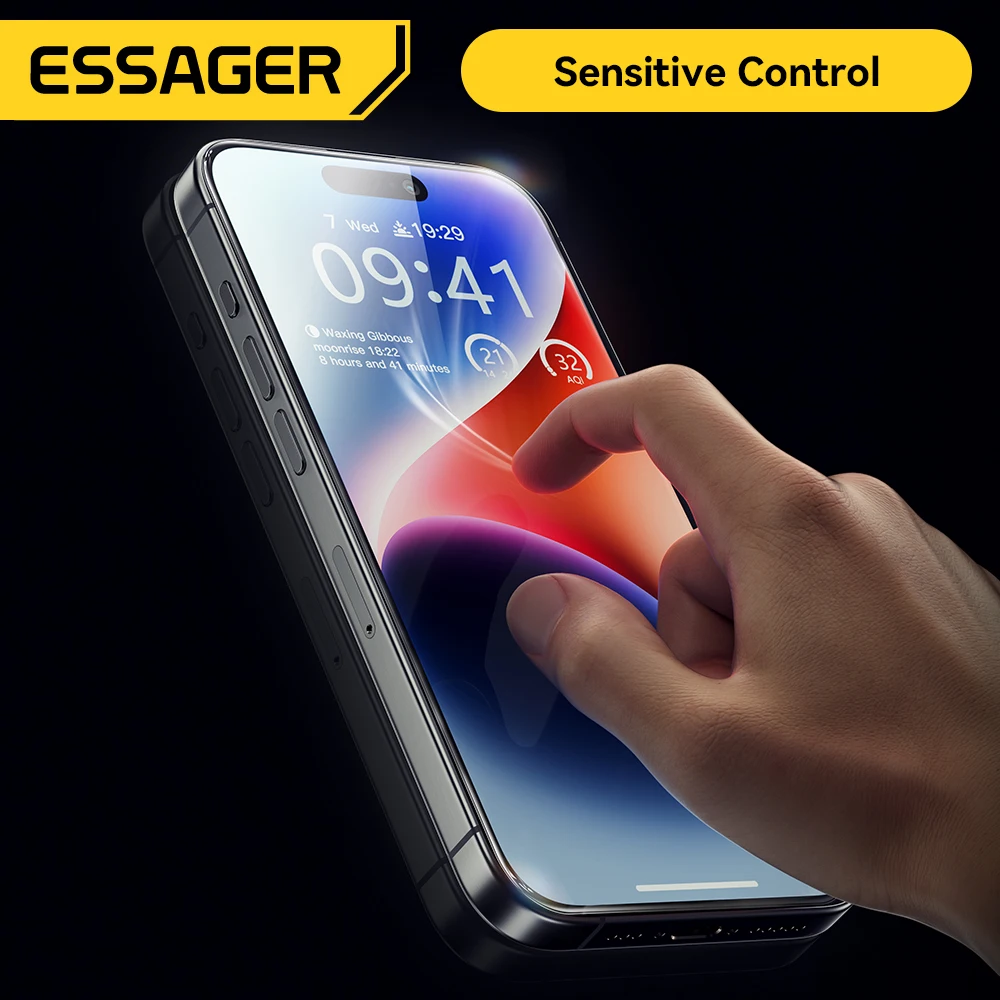 Защитная пленка Essager для экрана закаленная прозрачная iPhone 15 14 13 Pro Max