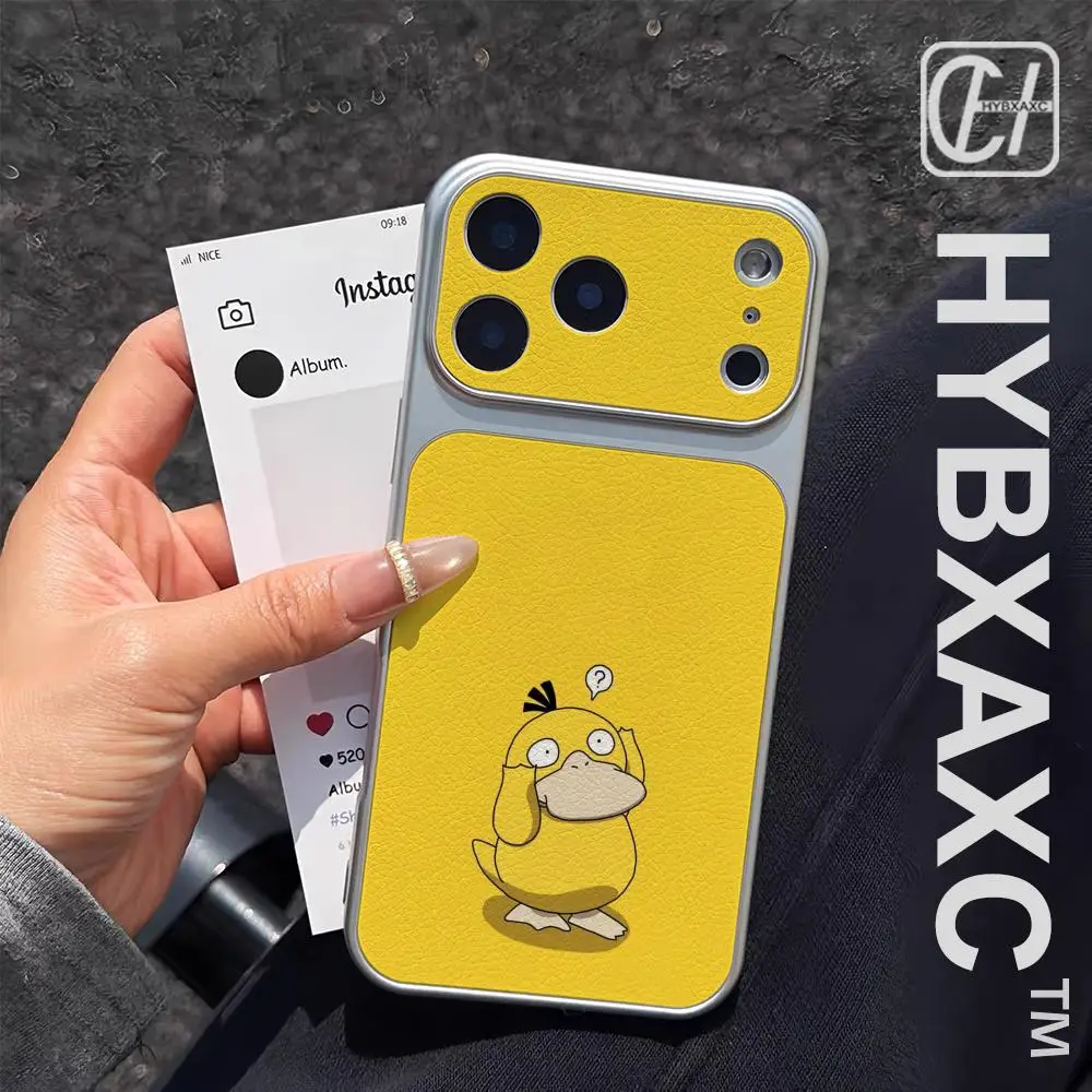 Фото Милый чехол для телефона P-Psyducks для мужчин, с гальваническим серебряным покрытием, из овечьей кожи, для iPhone 17, 16, 15, 14, 12, 17ProPlus, 13, 11 Pro MAX. №1