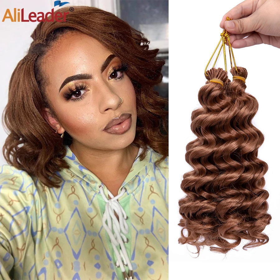 

Alileader Synthetic Ocean Wave Crochet Hair 9Inch Natural Water Wave Crochet Braids Ombre Synthetic Braiding Hair Extensions
