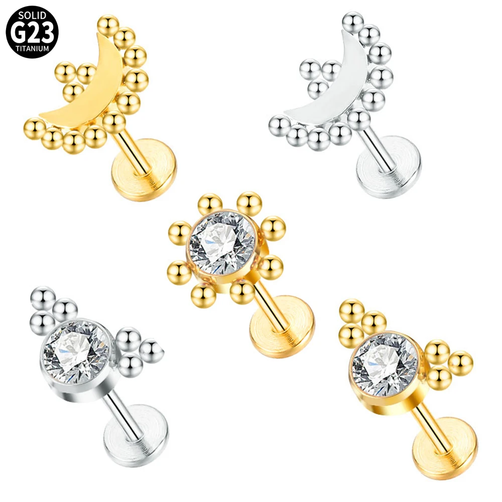 

1Pc F136 Titanium Cluster Mini Gold Color Ear Piercing Stud Earrings Tragus Cartilage Earring For Women 1Pc Helix Studs